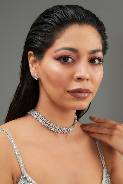 Zevar Diamond Choker Necklace Set indian designer wear online shopping melange singapore