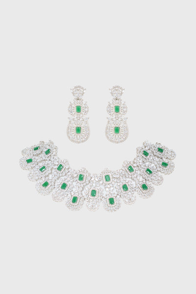 Zevar Dramatic Emerald Diamond Set indian designer wear online shopping melange singapore
