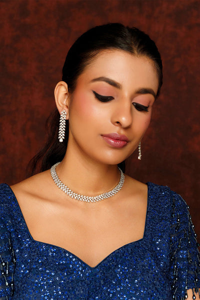 Zevar Elegant Diamond Necklace Set indian designer wear online shopping melange singapore