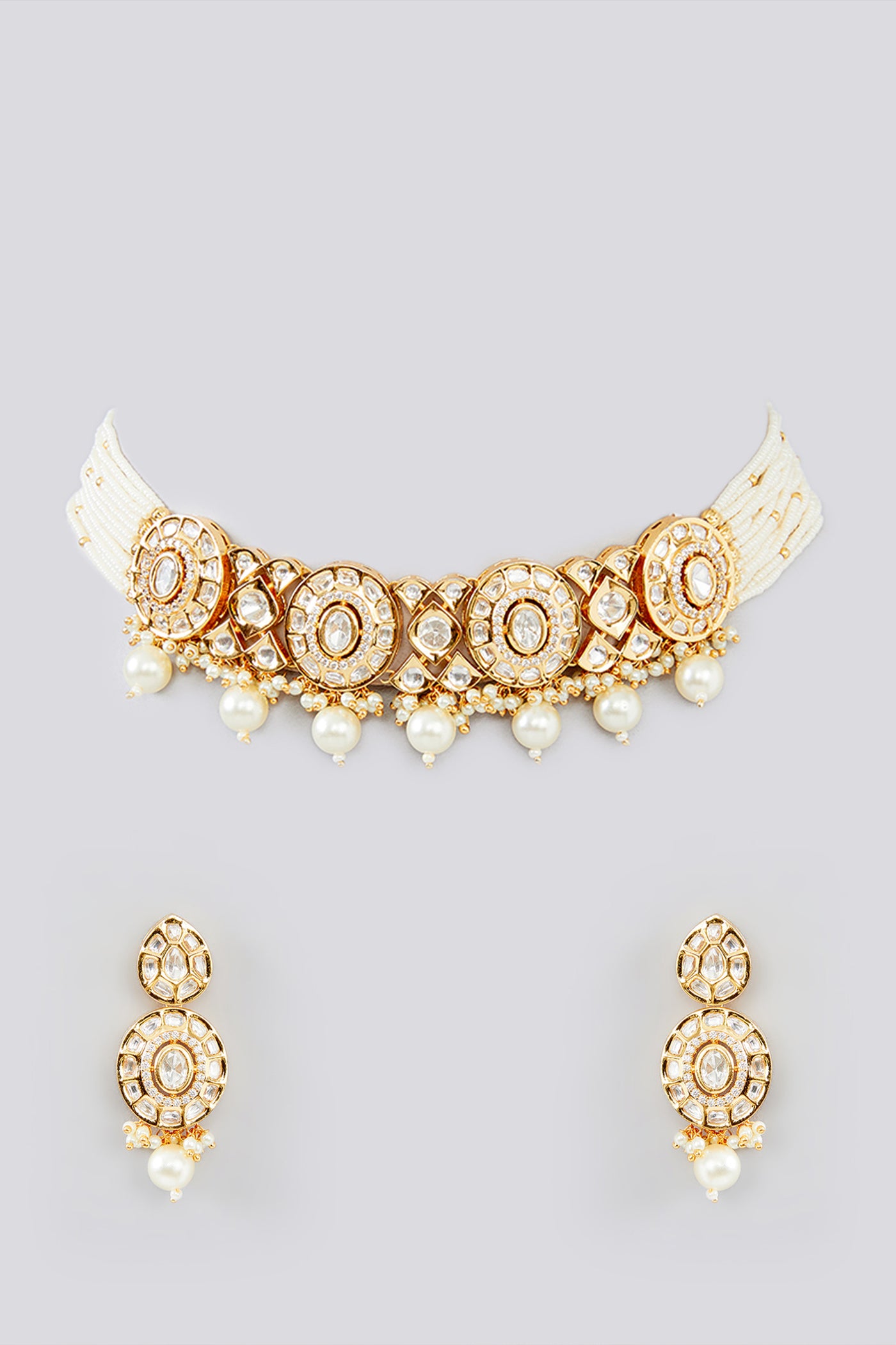 Zevar Gold Kundan Necklace indian designer wear online shopping melange singapore