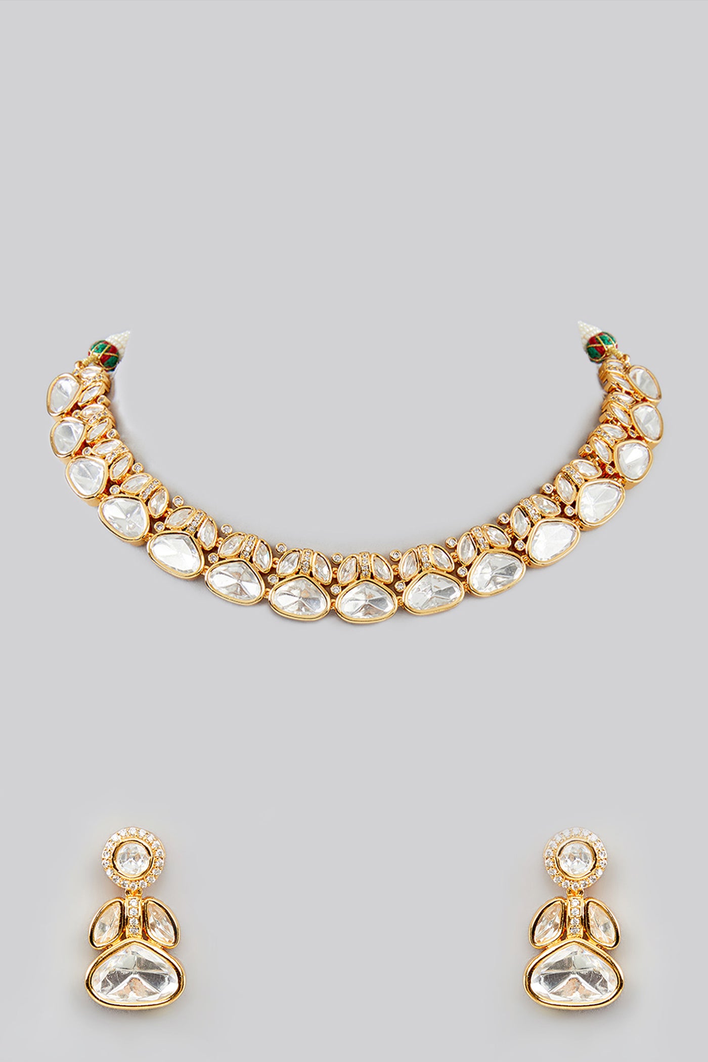 Zevar Gold Kundan Necklace Set indian designer wear online shopping melange singapore