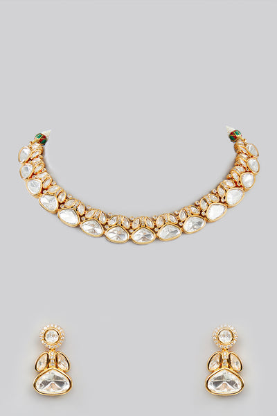 Zevar Gold Kundan Necklace Set indian designer wear online shopping melange singapore