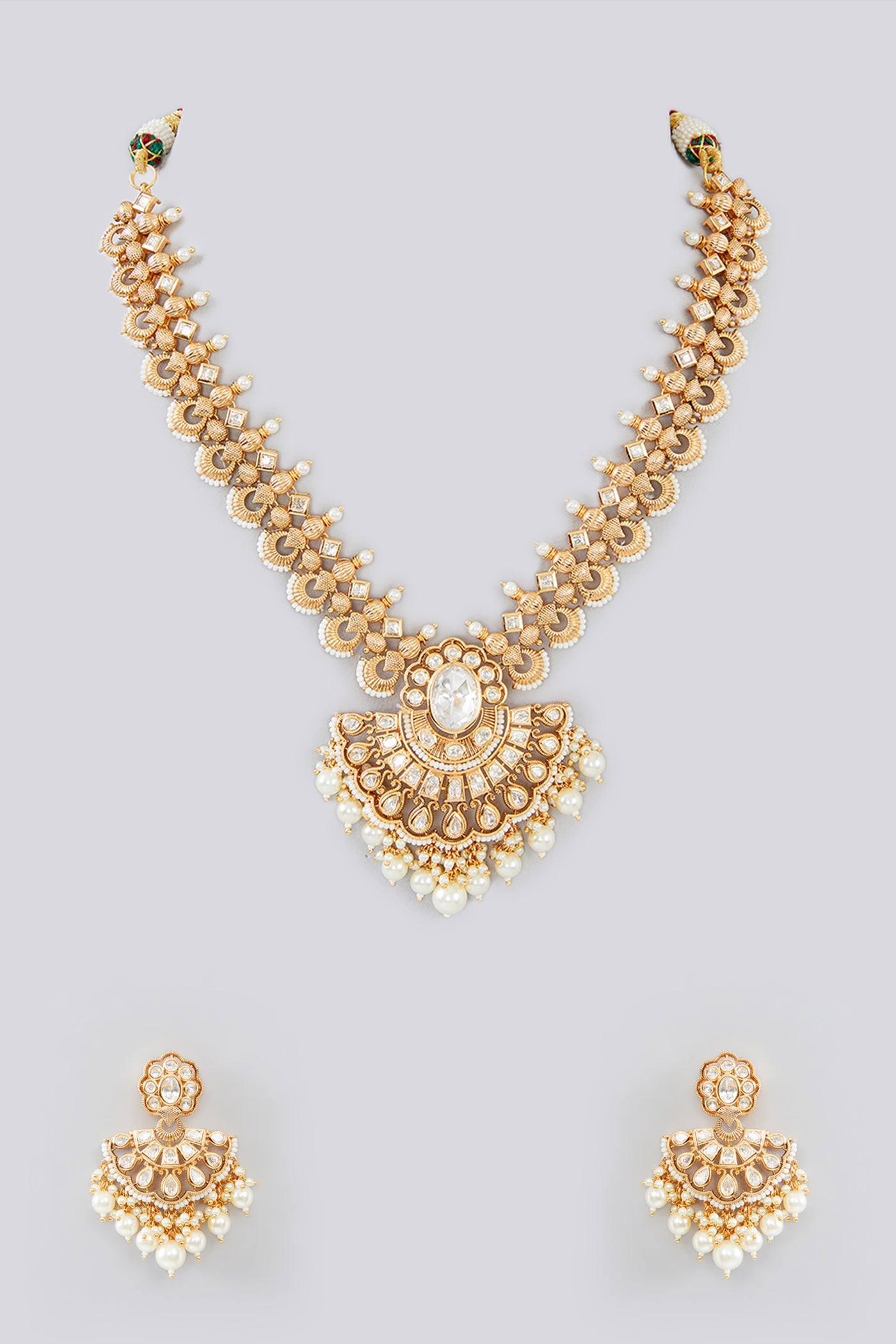 Zevar Gold Kundan Necklace Set With Gold Plating indian designer wear online shopping melange singapore