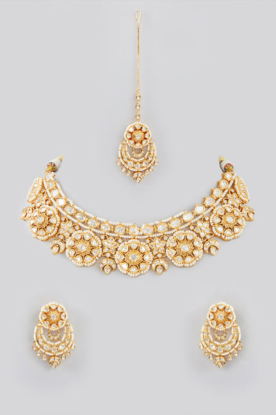 Zevar Gold Kundan Set indian designer wear online shopping melange singapore