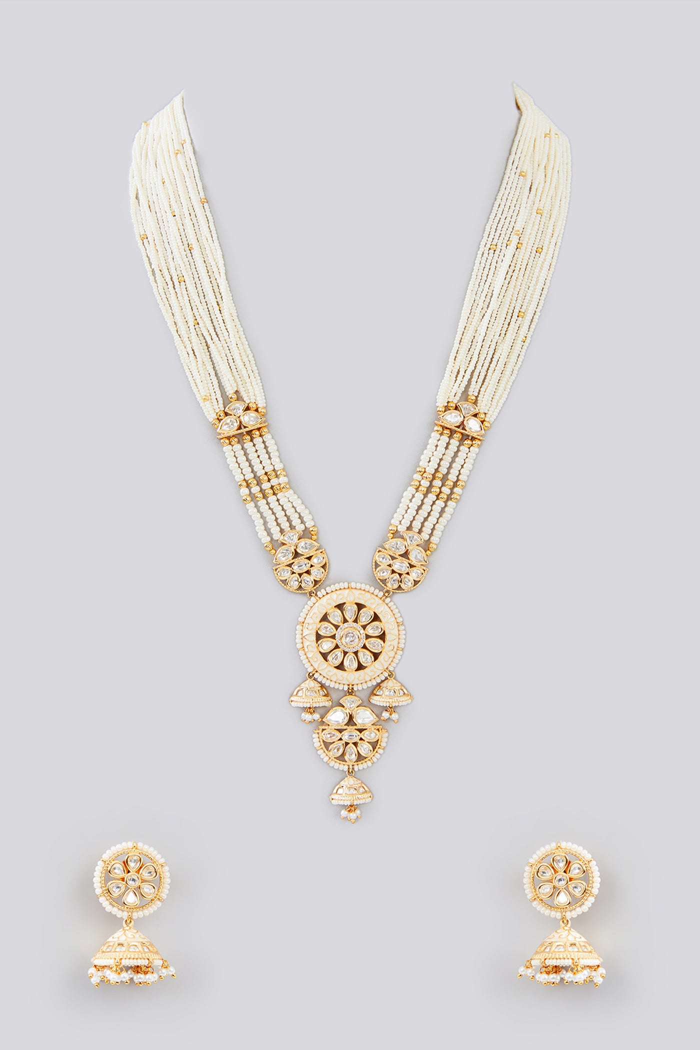 Zevar Gold Long Kundan Necklace Set indian designer wear online shopping melange singapore