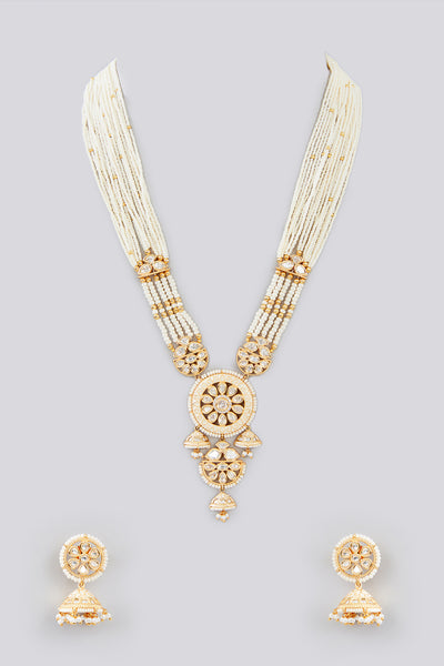 Zevar Gold Long Kundan Necklace Set indian designer wear online shopping melange singapore