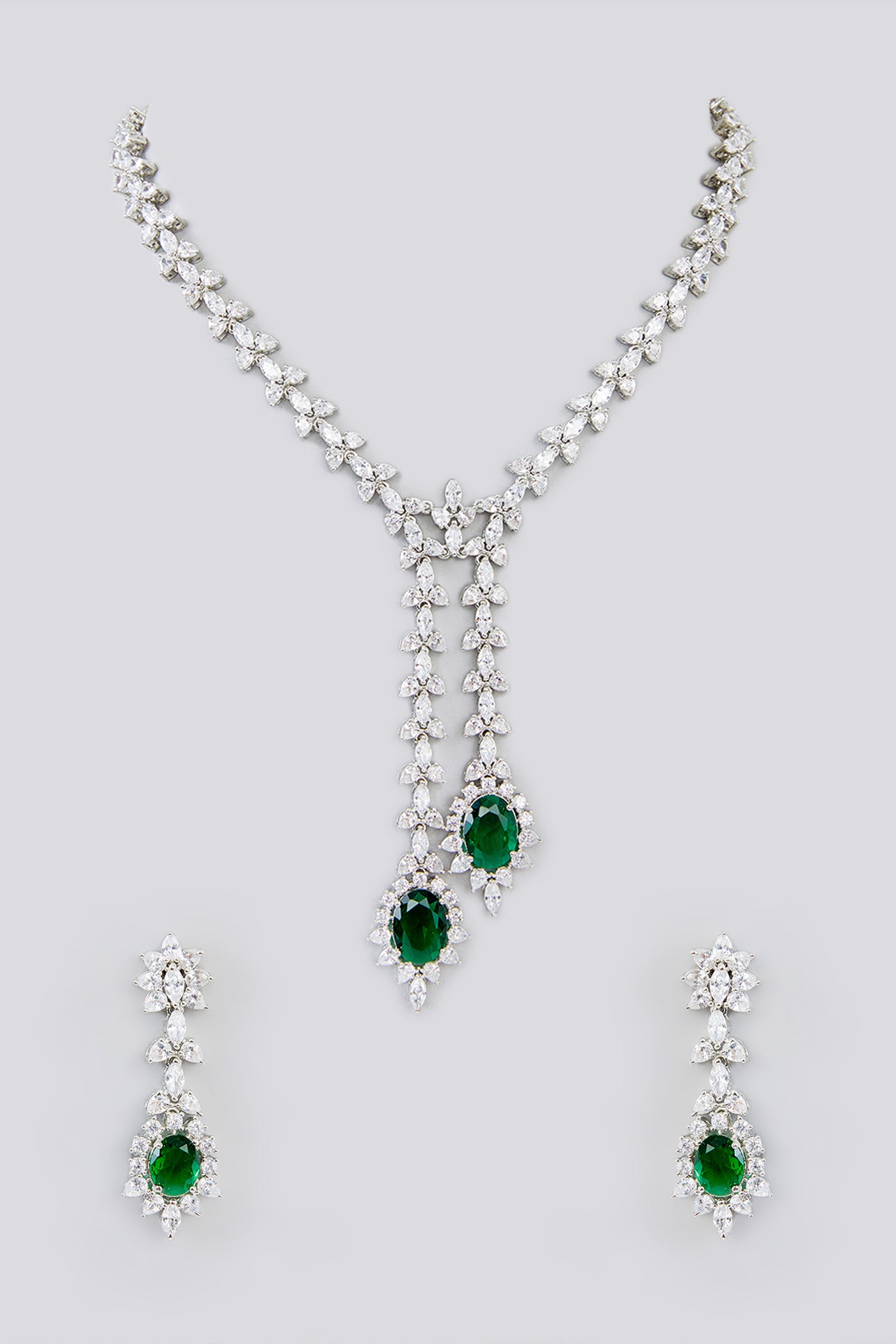 Zevar Green Diamond Necklace Set indian designer wear online shopping melange singapore