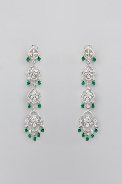 Zevar Green Diamond String Danglers indian designer wear online shopping melange singapore