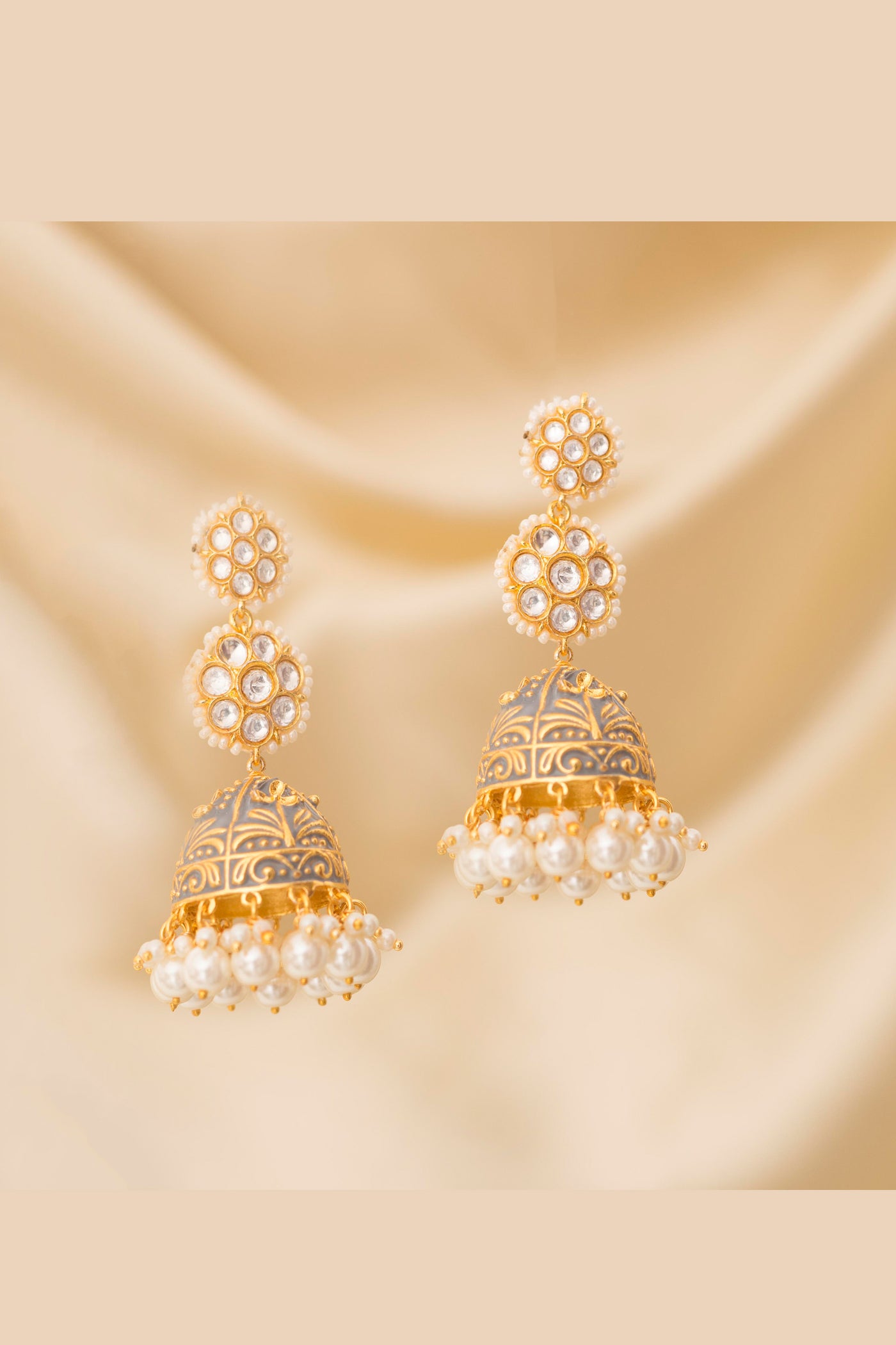 Zevar Kundan Earrings jewellery Indian designer wear online shopping melange singapore