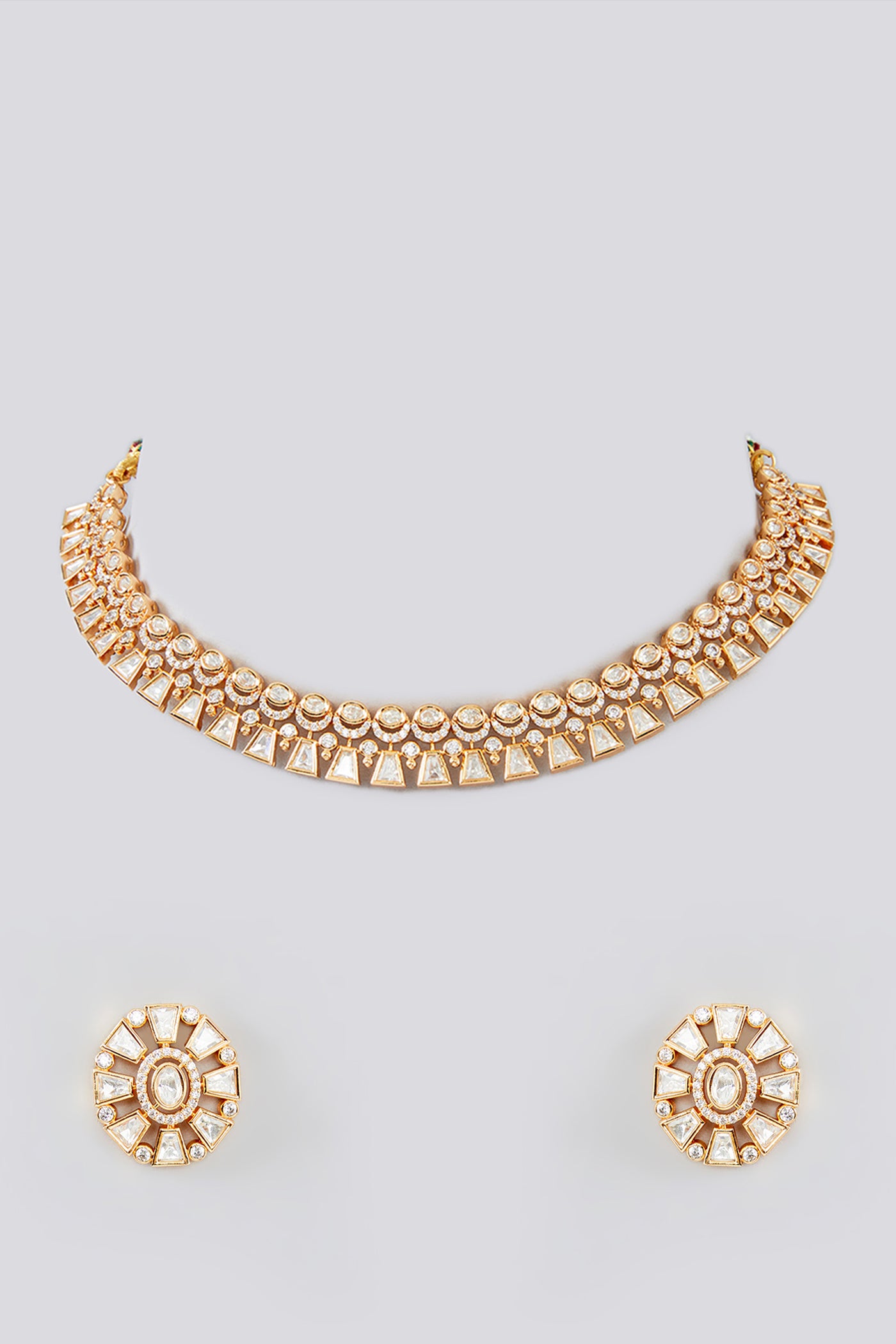 Zevar Kundan Gold Necklace Set indian designer wear online shopping melange singapore