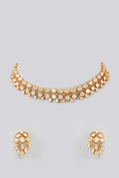 Zevar Kundan Necklace Gold Set indian designer wear online shopping melange singapore