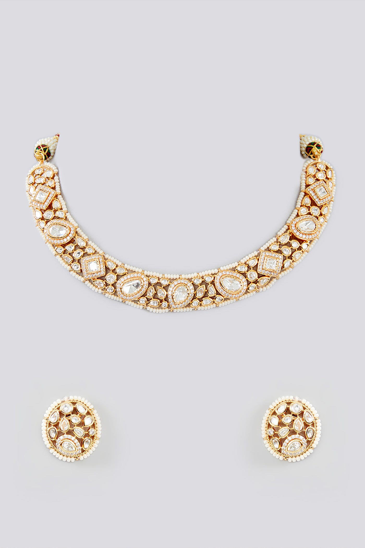 Zevar Kundan Necklace Studded Set indian designer wear online shopping melange singapore