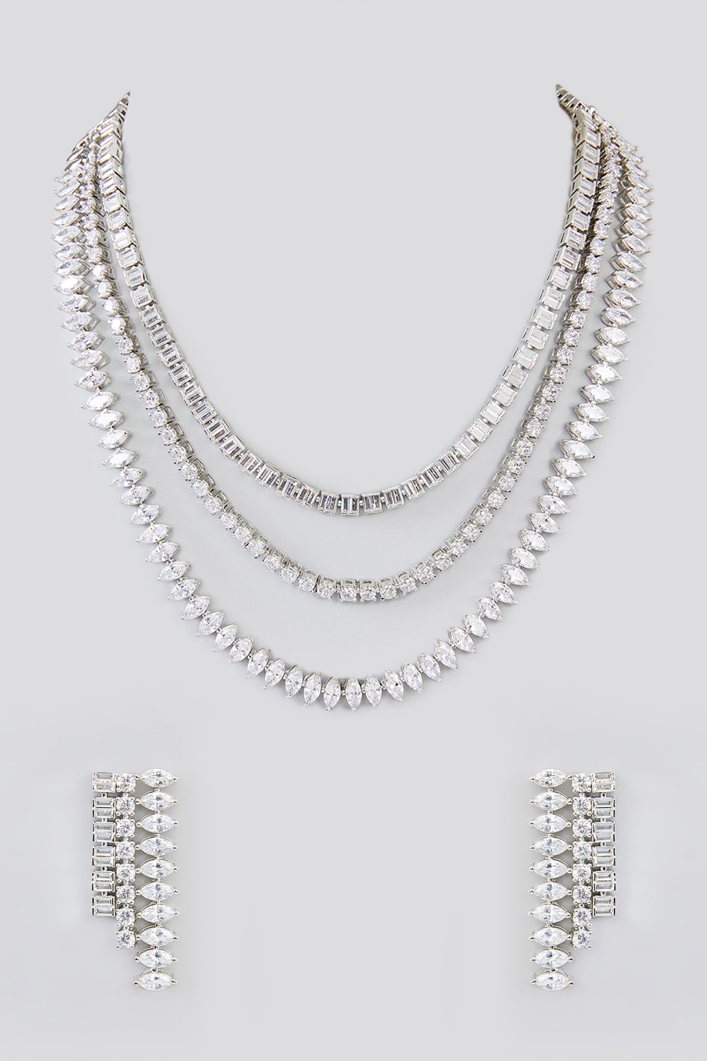 Zevar Layered Diamond Necklace Set indian designer wear online shopping melange singapore