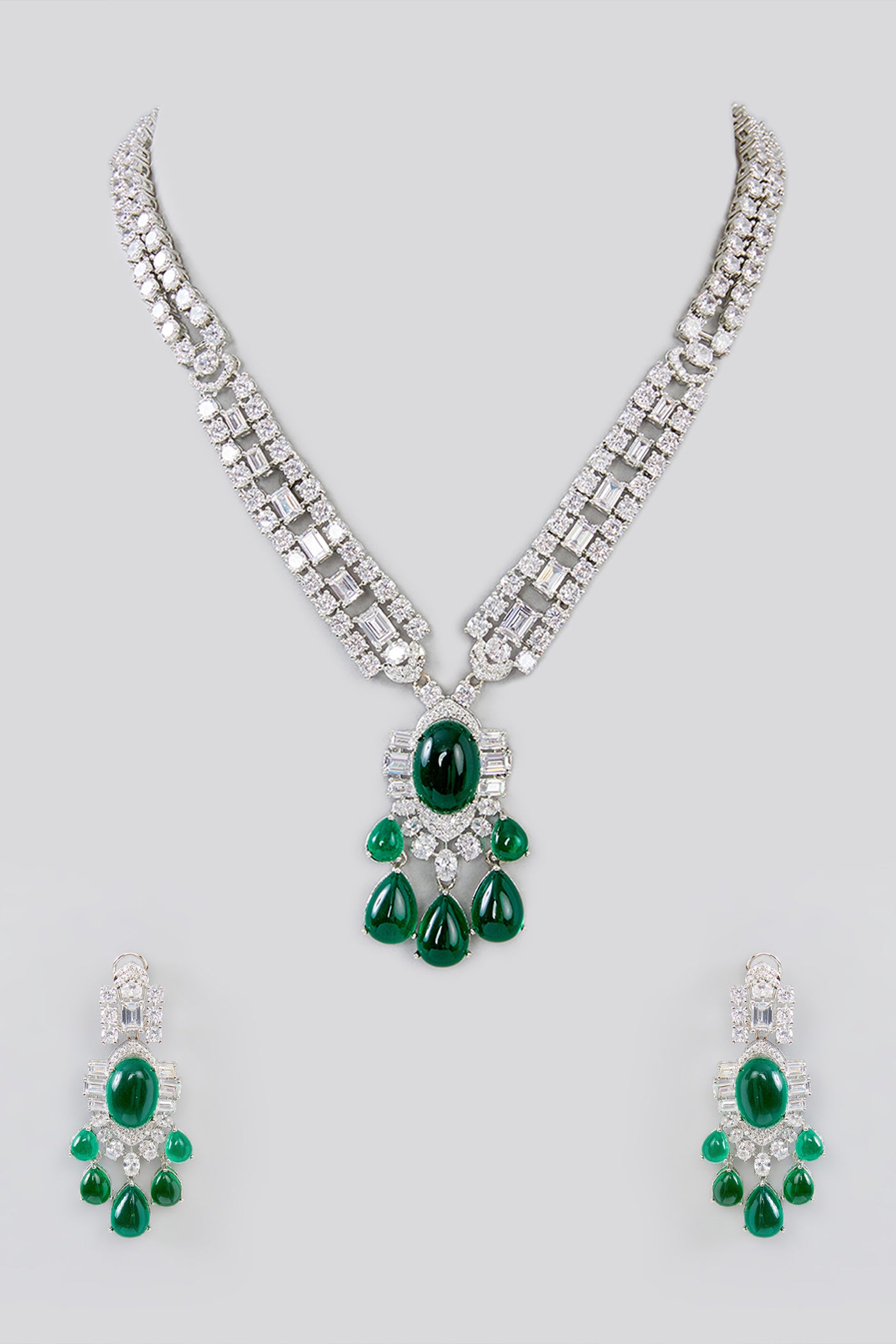 Zevar Long Diamond Necklace Set indian designer wear online shopping melange singapore