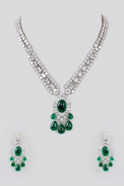 Zevar Long Diamond Necklace Set indian designer wear online shopping melange singapore