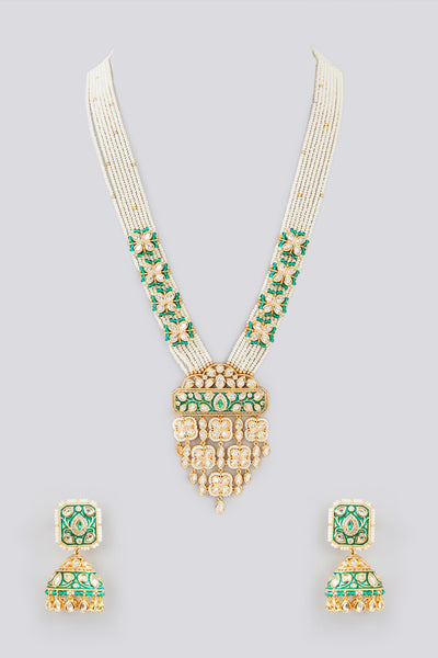 Zevar Long Kundan Necklace Set indian designer wear online shopping melange singapore