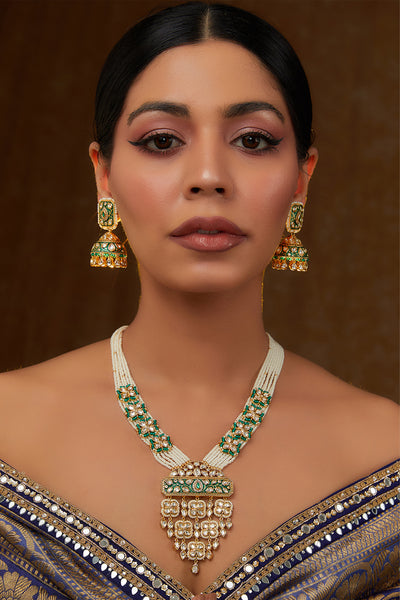 Zevar Long Kundan Necklace Set indian designer wear online shopping melange singapore