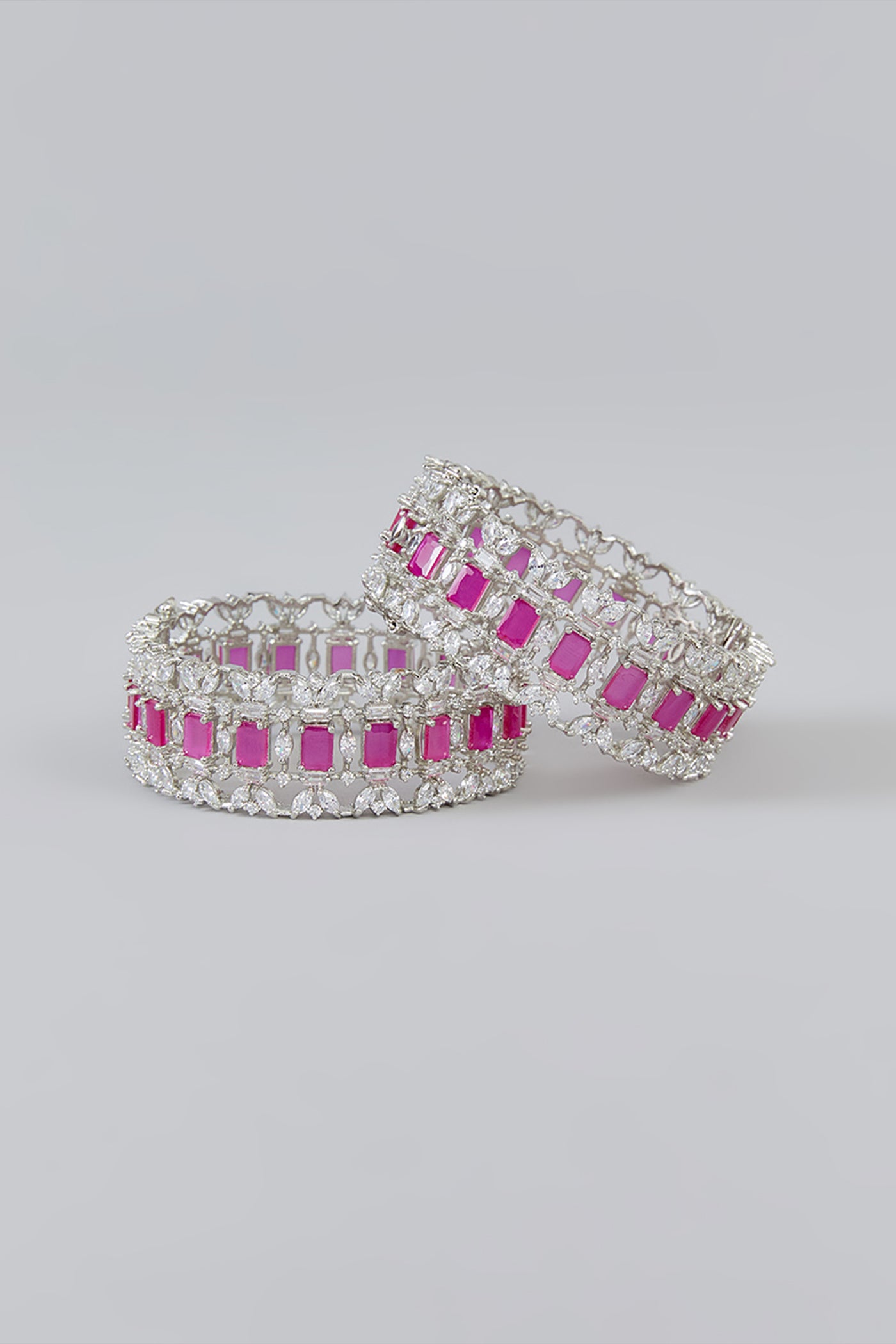 Zevar Pink Diamond Bangles indian designer wear online shopping melange singapore