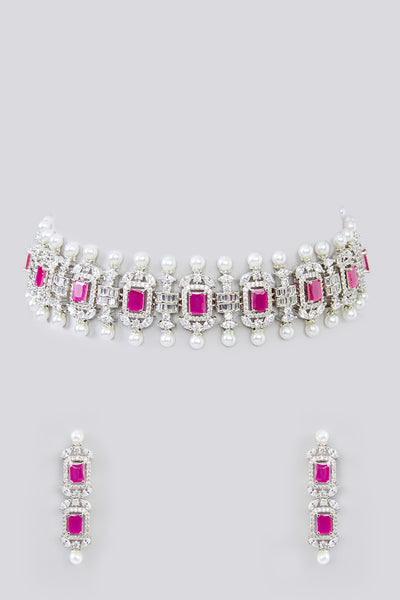 Zevar Pink Diamond Choker Necklace indian designer wear online shopping melange singapore