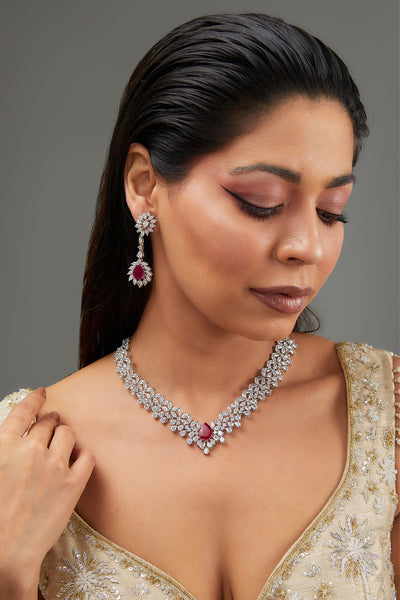 Zevar Pink Diamond Necklace indian designer wear online shopping melange singapore