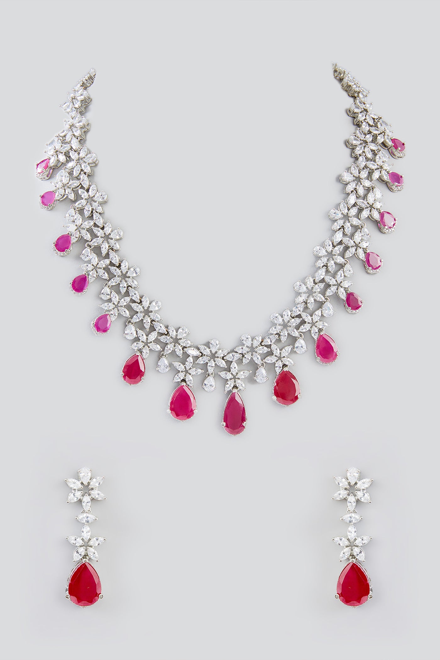 Zevar Pink Diamond Necklace Set indian designer wear online shopping melange singapore