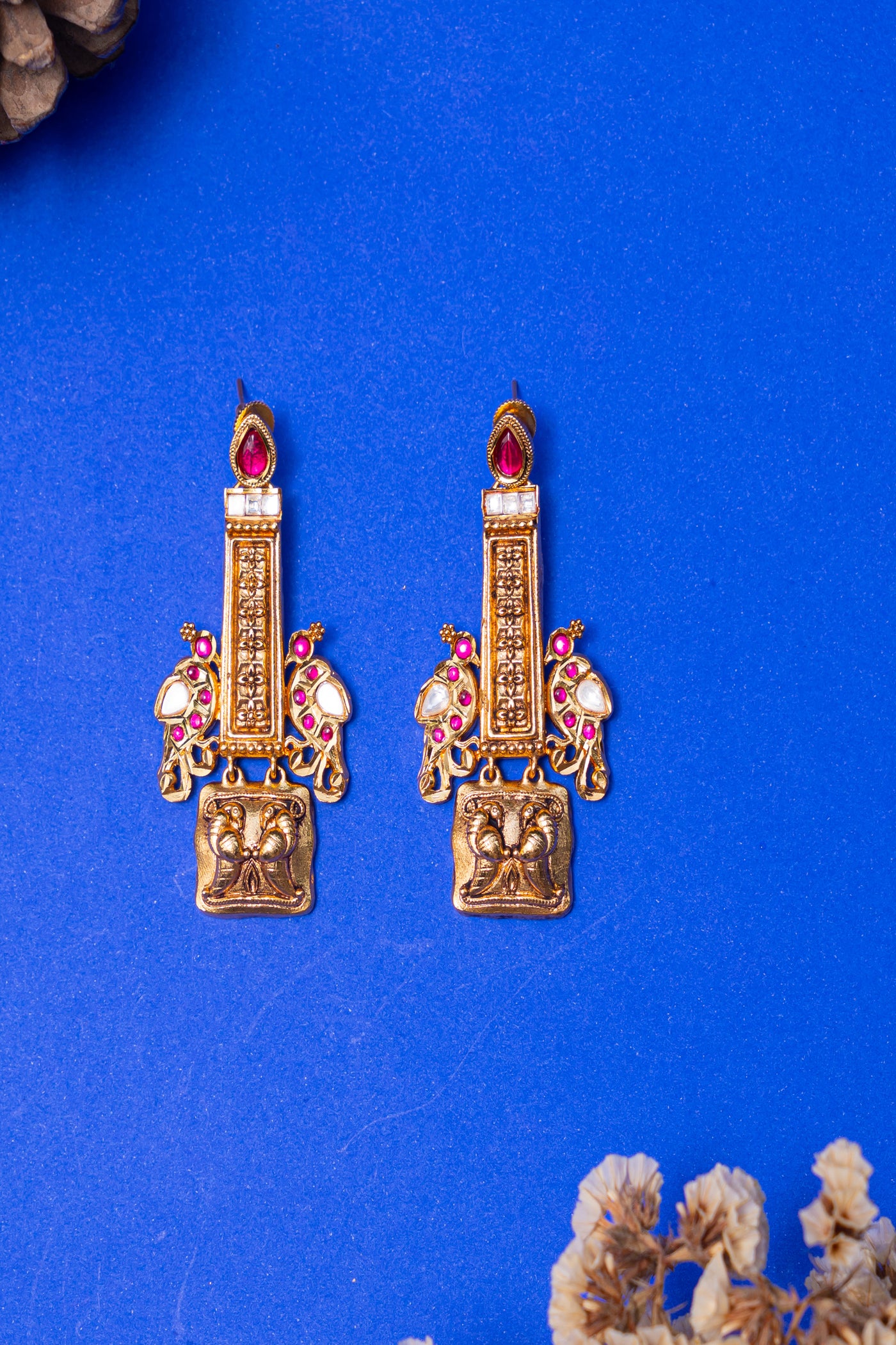 Zevar Temple Earrings jewellery Indian designer wear online shopping melange singapore