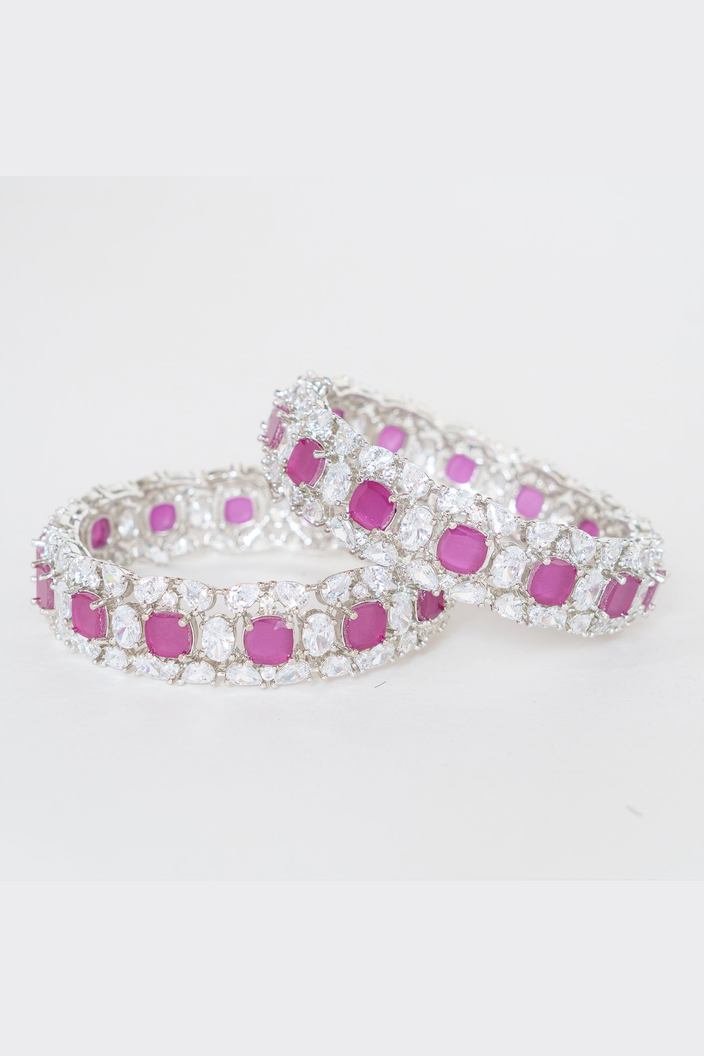 Zevar Vibrant Diamond Bangles With Ruby Stones indian designer wear online shopping melange singapore