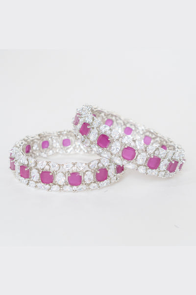 Zevar Vibrant Diamond Bangles With Ruby Stones indian designer wear online shopping melange singapore