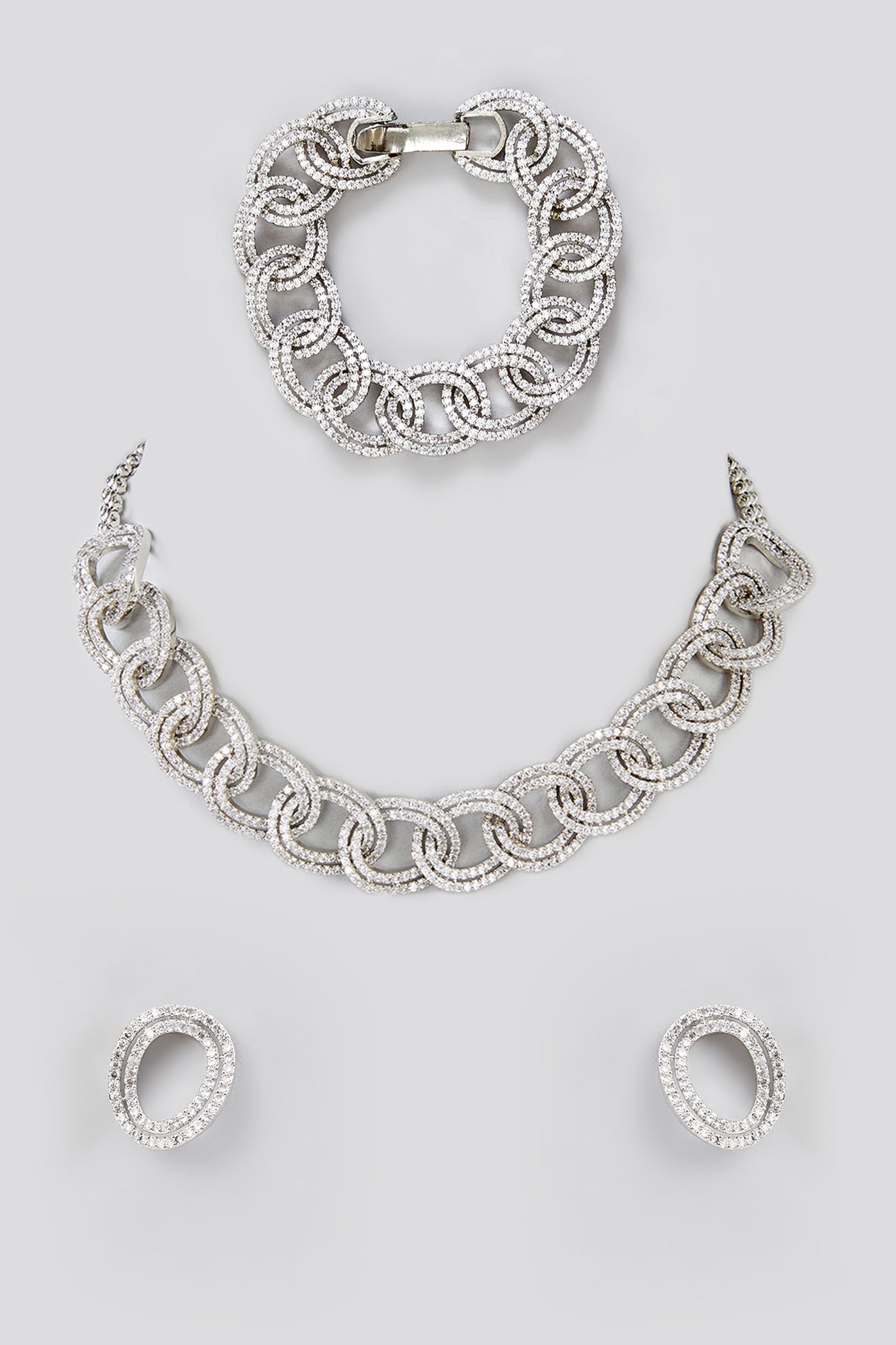 Zevar White Choker Diamond Necklace Set indian designer wear online shopping melange singapore