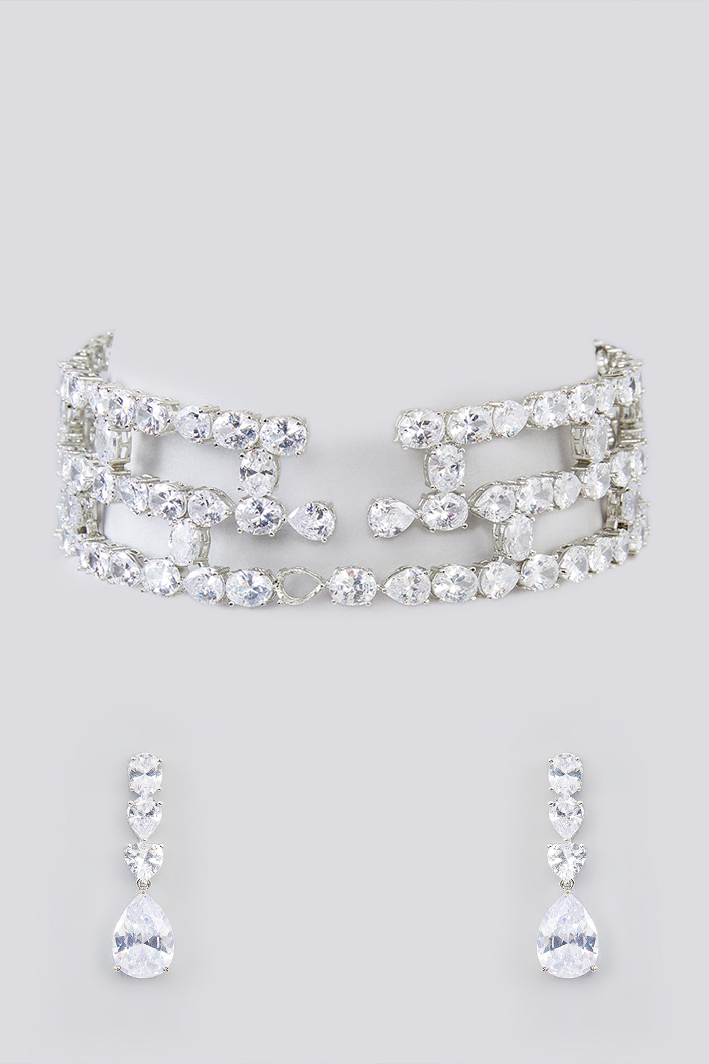 Zevar White Diamond Choker Necklace indian designer wear online shopping melange singapore