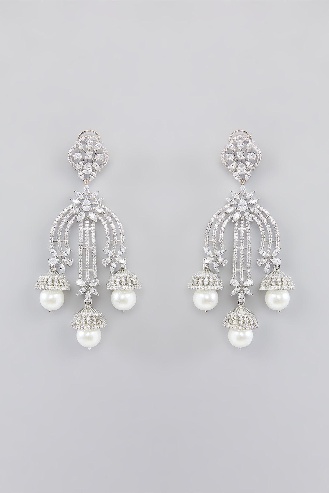 Zevar White Diamond Danglers indian designer wear online shopping melange singapore