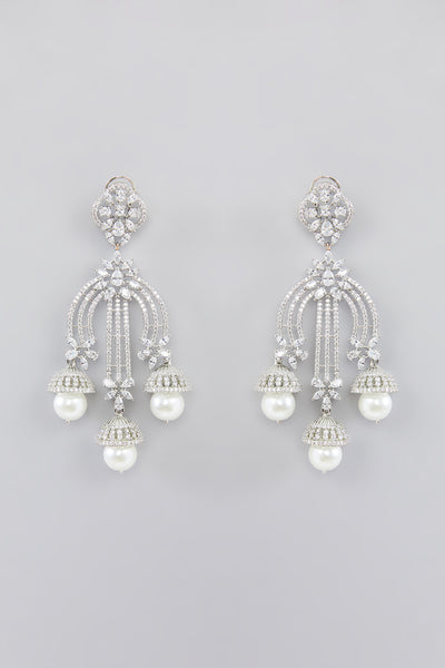 Zevar White Diamond Danglers indian designer wear online shopping melange singapore