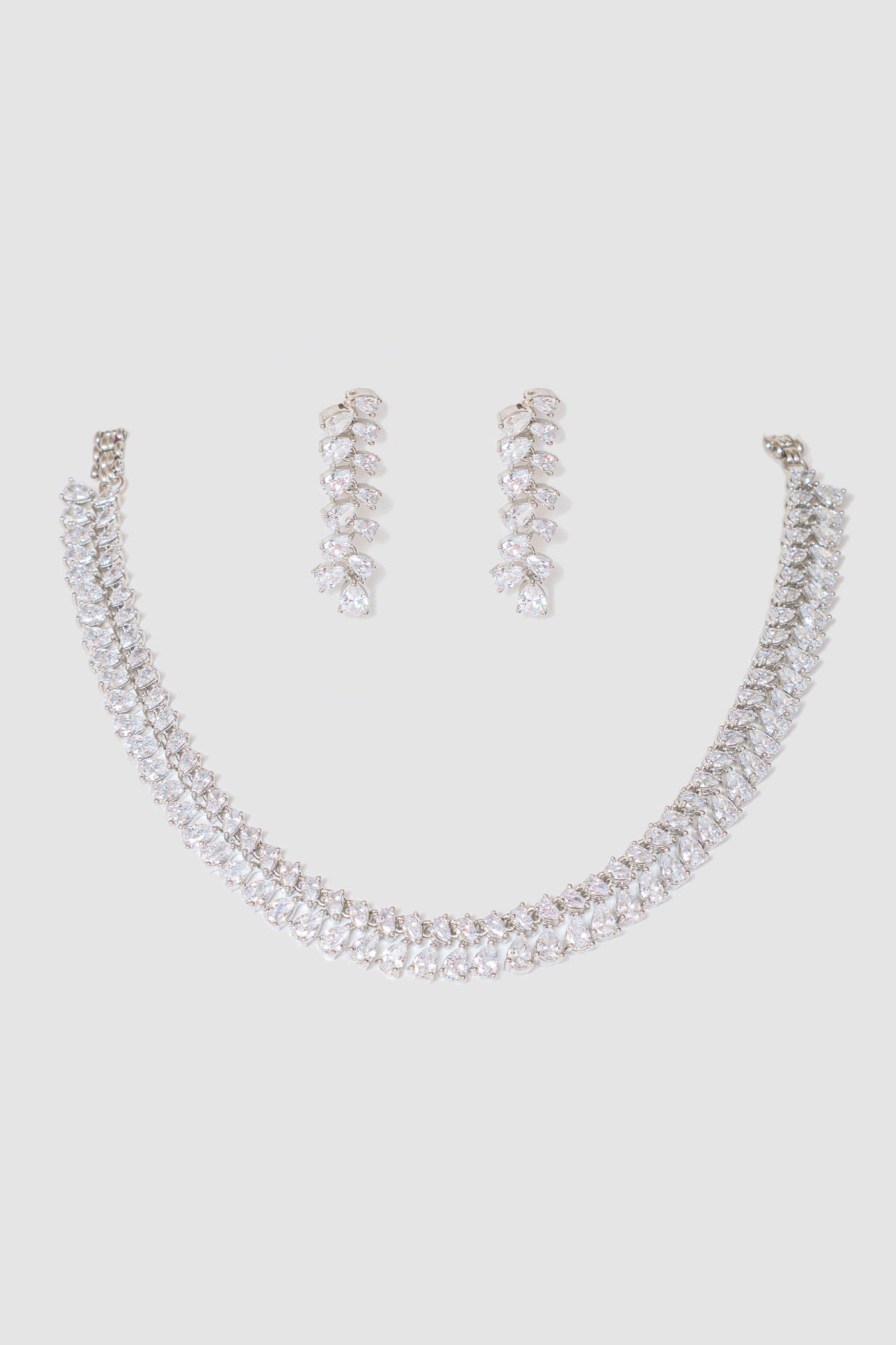 Zevar White Diamond Necklace Set indian designer wear online shopping melange singapore