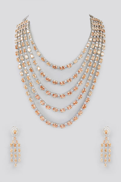 Zevar White Diamond Necklace Set indian designer wear online shopping melange singapore