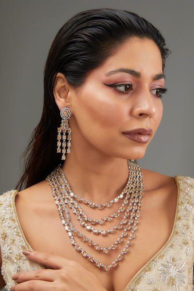 Zevar White Diamond Necklace Set indian designer wear online shopping melange singapore