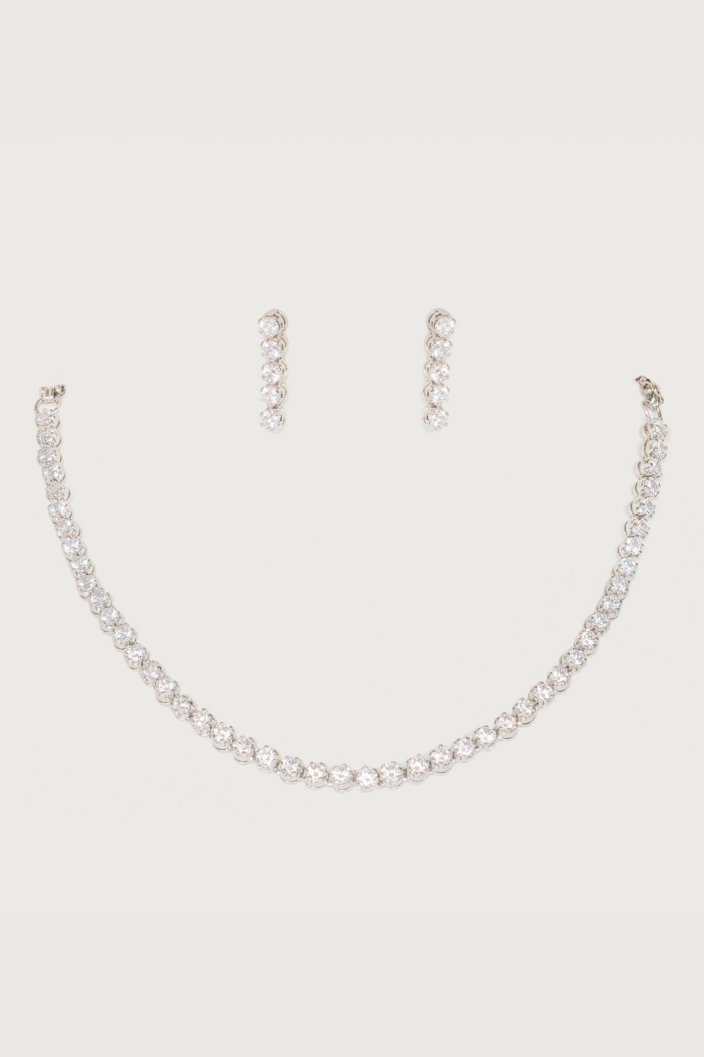 Zevar White Elegant Diamond Necklace Set indian designer wear online shopping melange singapore