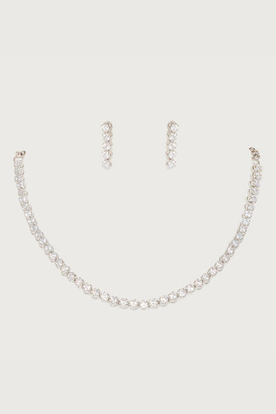 Zevar White Elegant Diamond Necklace Set indian designer wear online shopping melange singapore