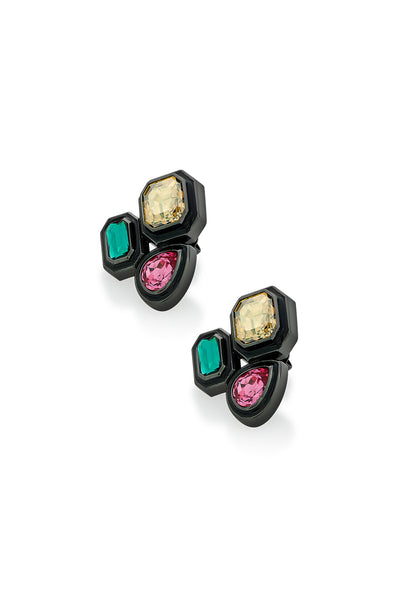 Isharya Banger Trio Studs In Black Plated fashion jewellery online shopping melange singapore indian designer wear