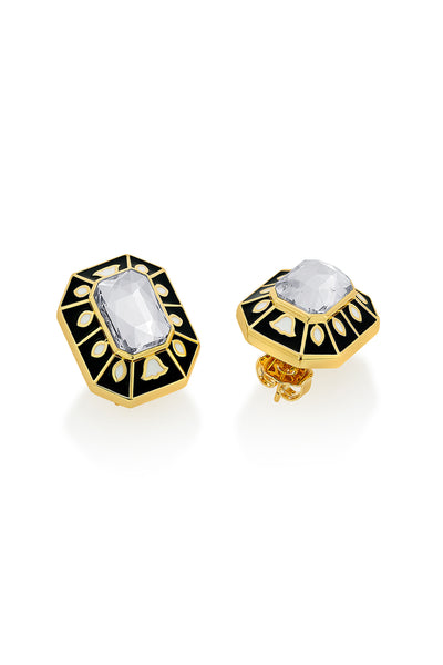 Isharya Blaze Crystal Enamel Studs In 18Kt Gold Plated fashion jewellery online shopping melange singapore indian designer wear