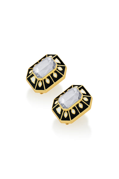 Isharya Blaze Crystal Enamel Studs In 18Kt Gold Plated fashion jewellery online shopping melange singapore indian designer wear