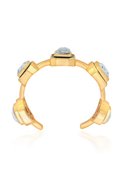 Isharya Bougie Multi-Crystal Bezel Cuff In 18Kt Gold Plated fashion jewellery online shopping melange singapore indian designer wear