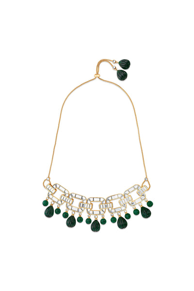 Isharya Raina Hydro Emerald & Mirror Statement Choker fashion jewellery online shopping melange singapore indian designer wear