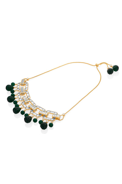 Isharya Raina Hydro Emerald & Mirror Statement Choker fashion jewellery online shopping melange singapore indian designer wear