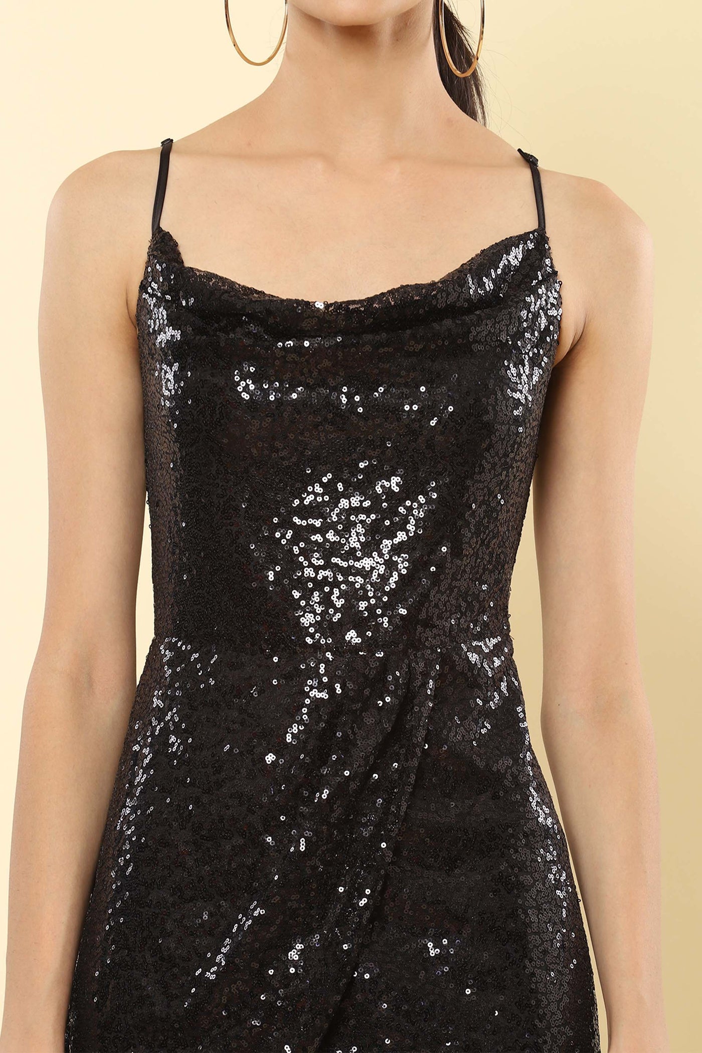 Buy Black Wrap Sequin Maxi Dress Online - Label Ritu Kumar