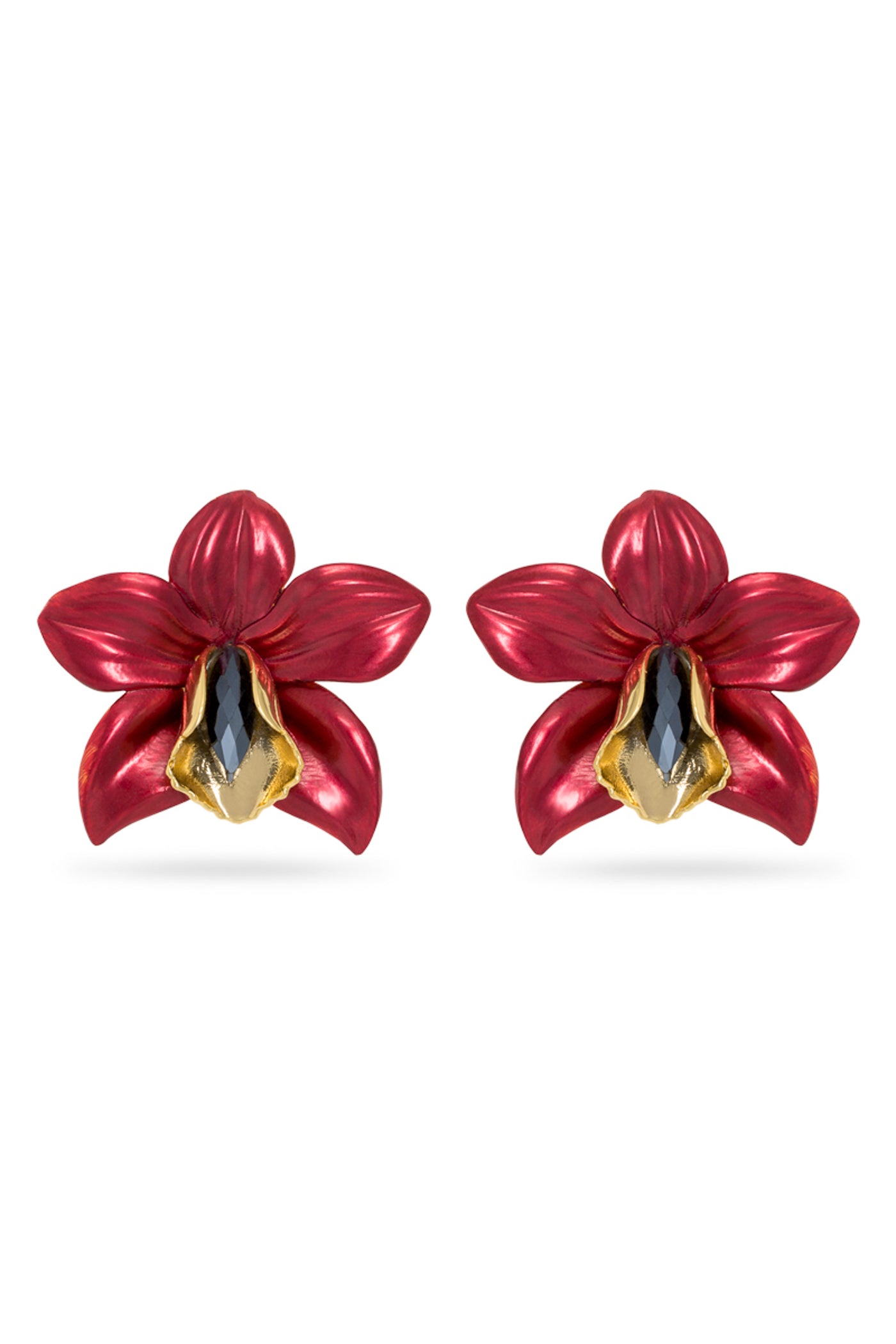 Valliyan metallic orchid earrings fashion jewellery online shopping melange singapore India designer wear