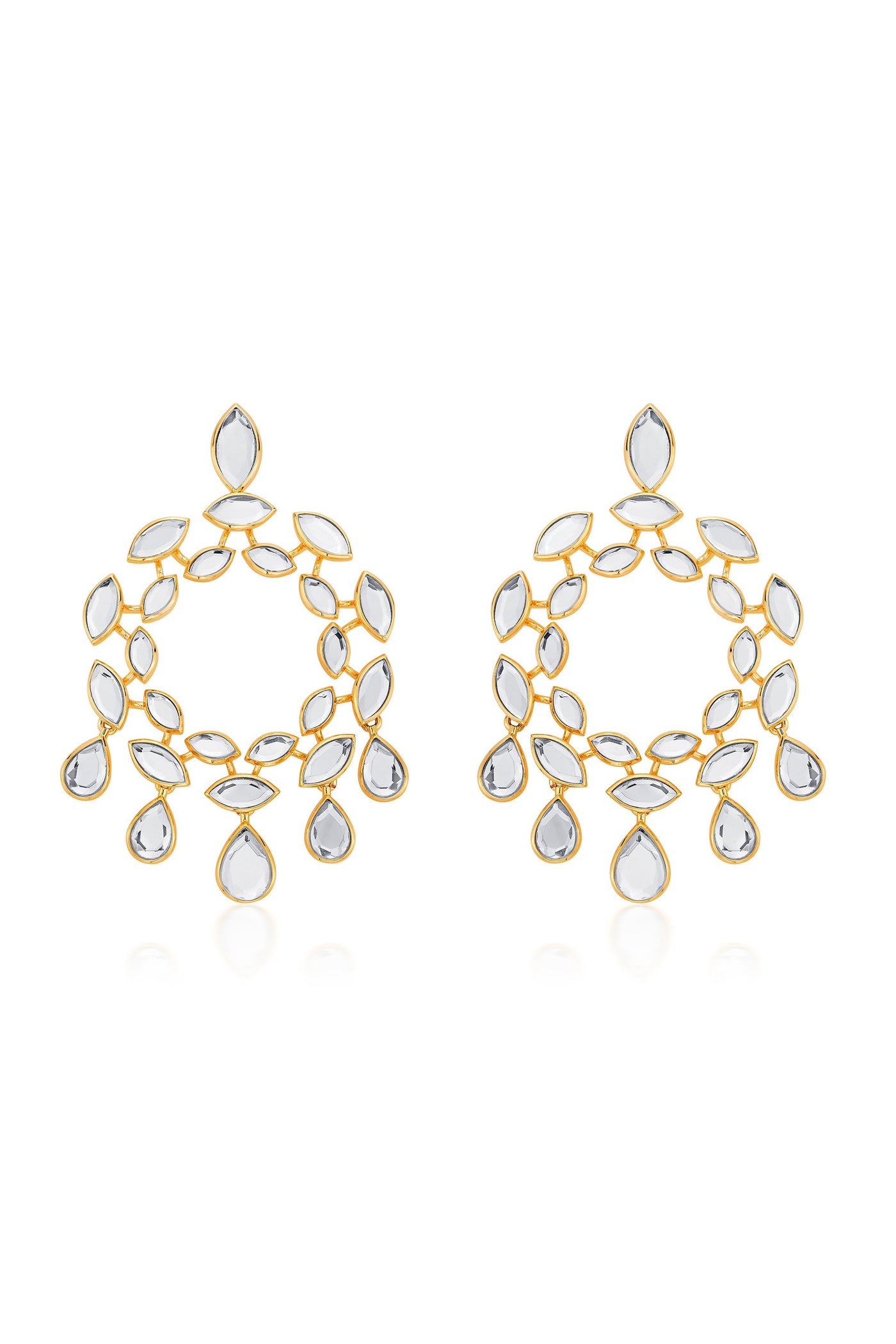 Modern Maharani Marquise Mirror Moon Bali Earrings