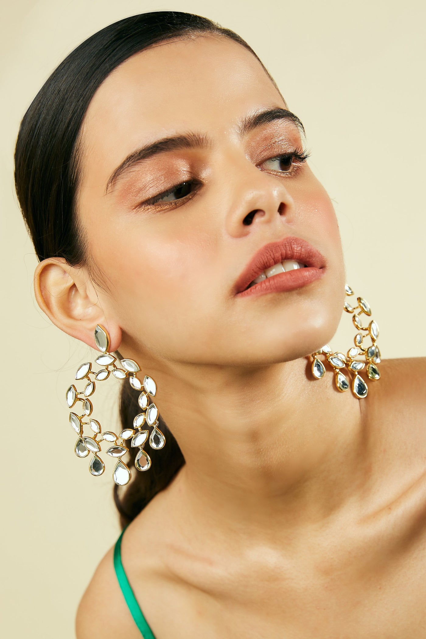 Modern Maharani Marquise Mirror Moon Bali Earrings