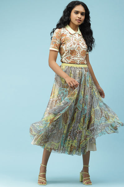 Buy Powder Blue Pleated Skirt Online - Label Ritu Kumar